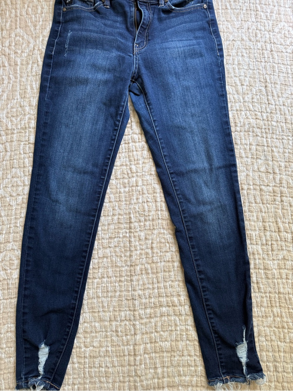 KanCan Dark Blue Skinny Jeans with Ankle Distress